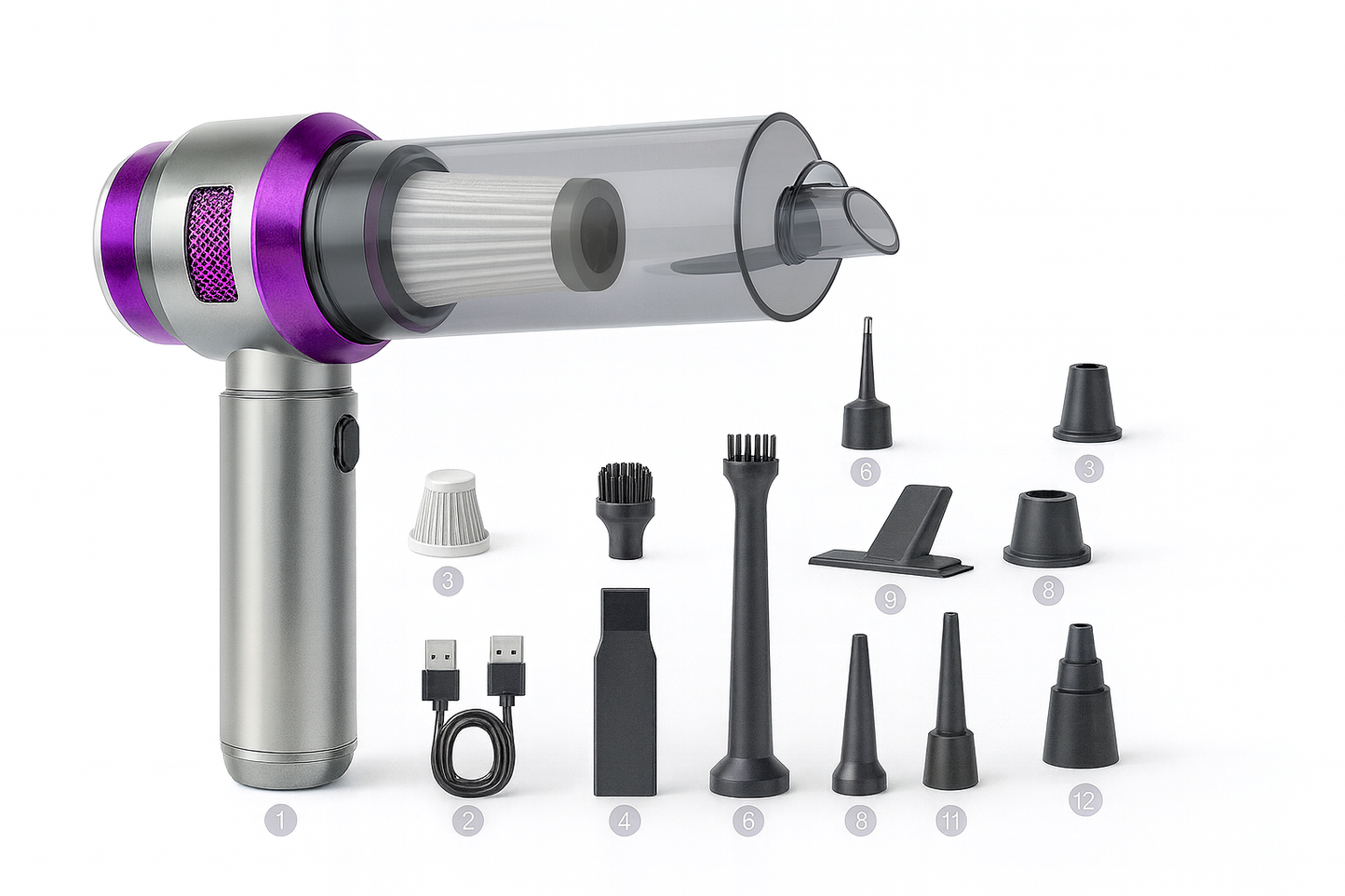 Powerful 21000Pa Suction Cordless Handheld Vacuum/Blower | USB-C Fast Charge, HEPA Filter, Portable Cleaning Kit