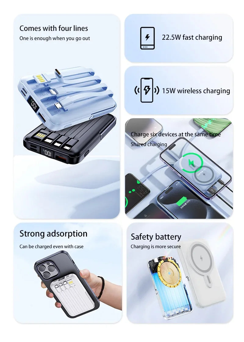 Xiaomi 50000mAh Power Bank Ultra-large Capacity Magnetic Wireless Super Fast Charger Comes With a Charge Cable Power Supply