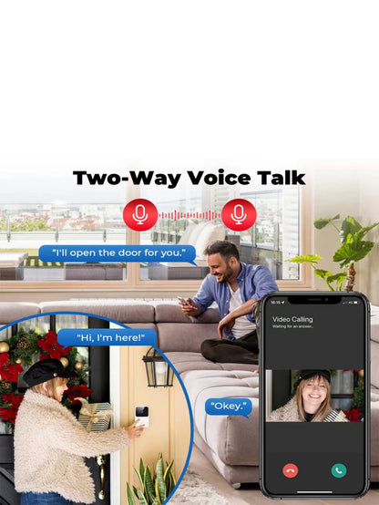 HD Smart Video Doorbell with Night Vision & Wi-Fi/Bluetooth –  with Indoor Chime