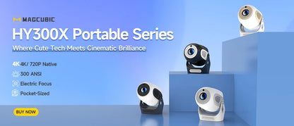 Magcubic Projector Android 11 4K 1280*720P HY300 Pro + Dual Wifi 290ANSI 180°flexible BT5.0 Cinema Outdoor Portable Projector