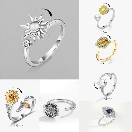 Women Satinless Steel Sunflower Sun Star Ring Trendy Jewelry Gift