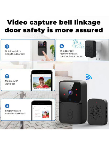 HD Smart Video Doorbell with Night Vision & Wi-Fi/Bluetooth –  with Indoor Chime