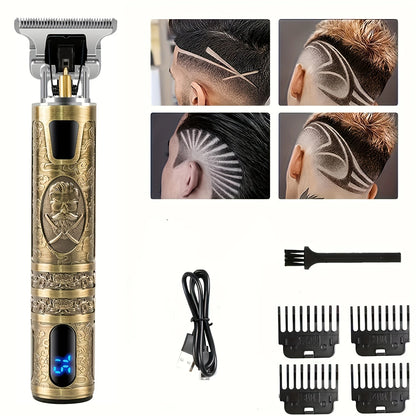Electric Hair Clipper With LCD Display Oil Head Hair Cutting Machine Hair Beard Trimmer Rechargeable USB Shaver For Men Father