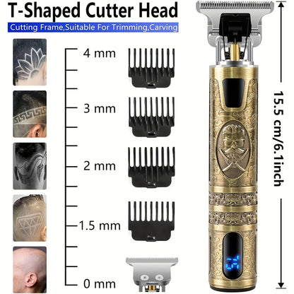 Electric Hair Clipper With LCD Display Oil Head Hair Cutting Machine Hair Beard Trimmer Rechargeable USB Shaver For Men Father